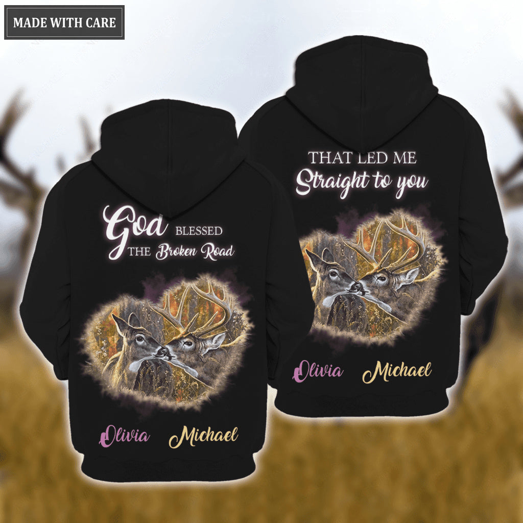 Personalized Couple Buck And Doe God Blessed Hoodie