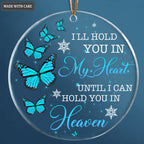Glitter Blue Buttefly I'll Hold You In My Heart Transparent Ornament