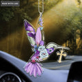 Floral Hummingbird Cross Ornament