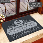 Printfamily M110 Elegant Monogram Collection As For My House Personalized Doormat