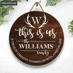 Family Monogram This Is Us Personalized Wood Circle Sign