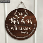Family Monogram This Is Us Personalized Wood Circle Sign