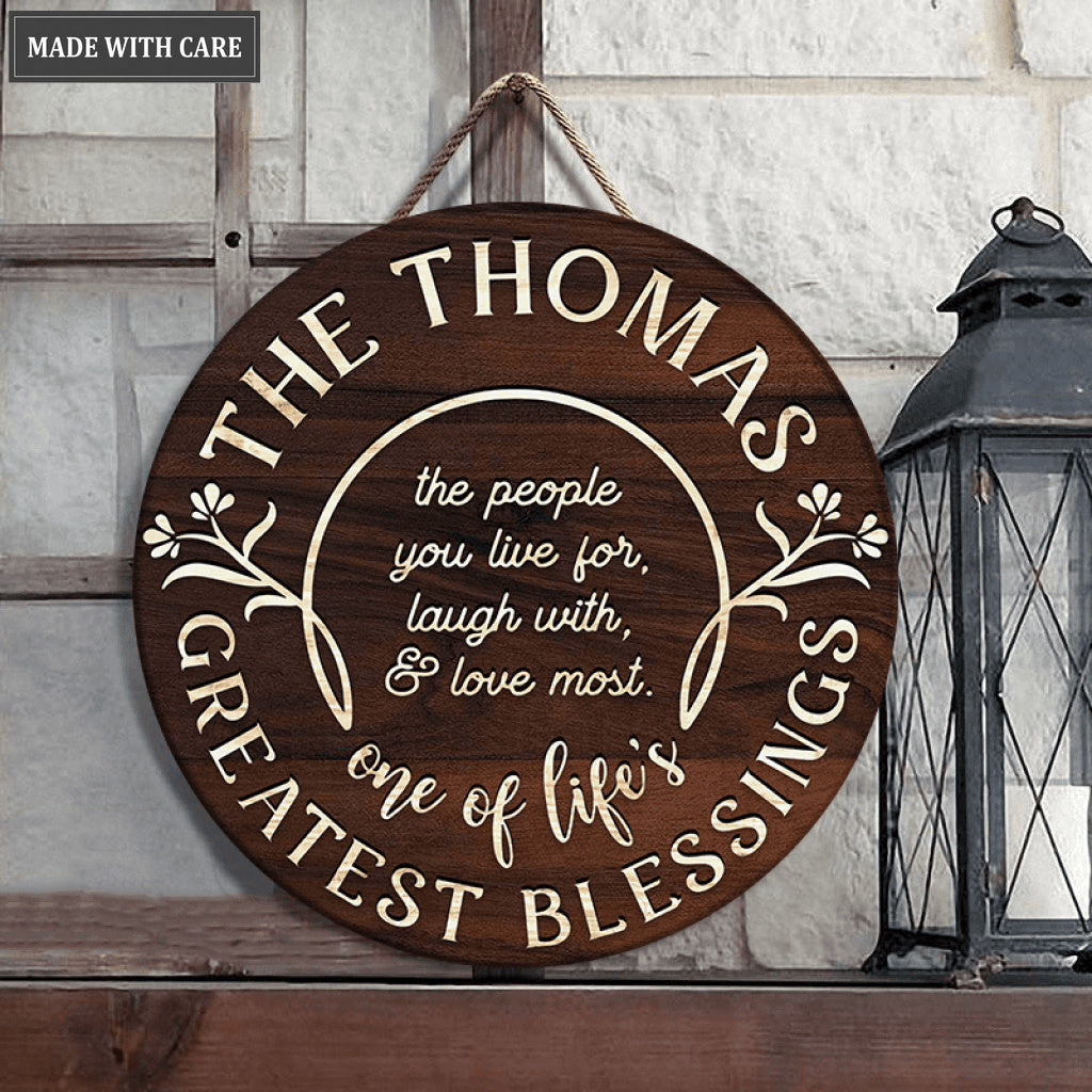 Greatest Blessings Personalized Wood Circle Sign