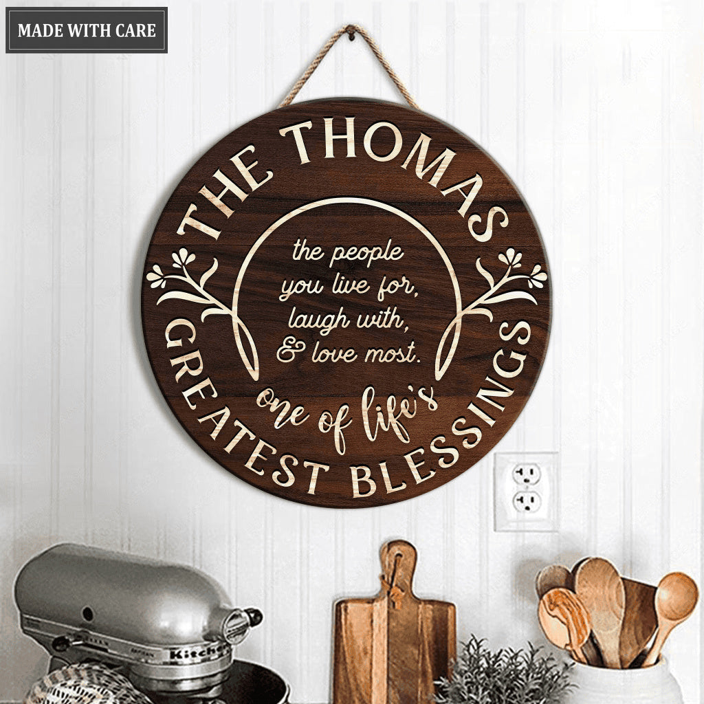 Greatest Blessings Personalized Wood Circle Sign