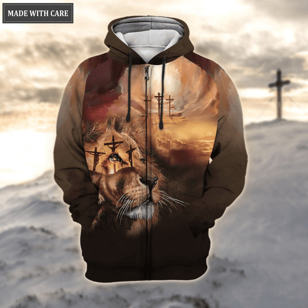 Cross Lion Look To God Trust In Lord Hoodie