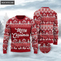 Merry Christmas Snowman Reindeer Wool Knitted Pattern Ugly Sweater