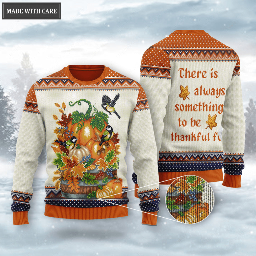 Thanksgiving Floral Pumpkin Bird Wool Knitted Pattern There Is Always Ugly Sweater