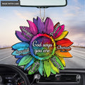 Gorgeous Rainbow Sunflower God Says You Are Ornament