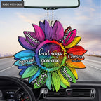 Gorgeous Rainbow Sunflower God Says You Are Ornament