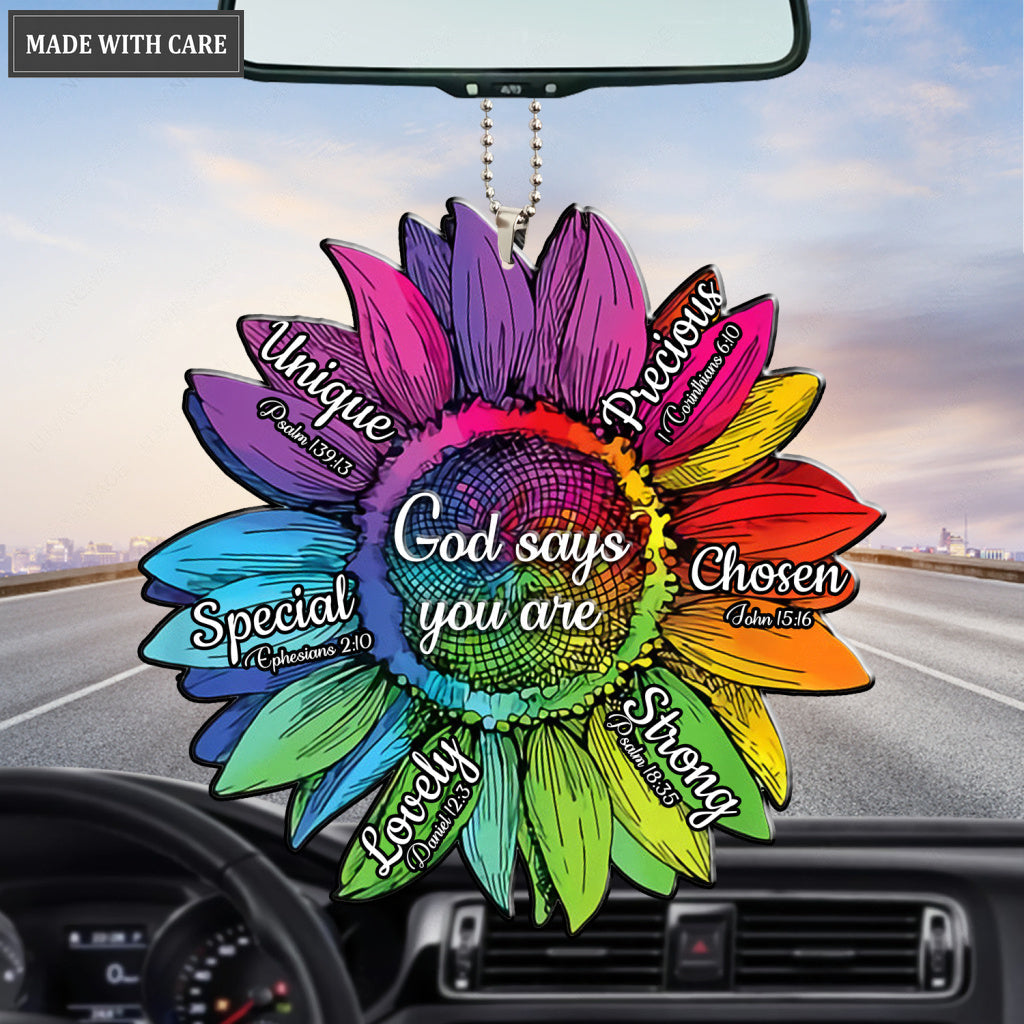 Gorgeous Rainbow Sunflower God Says You Are Ornament