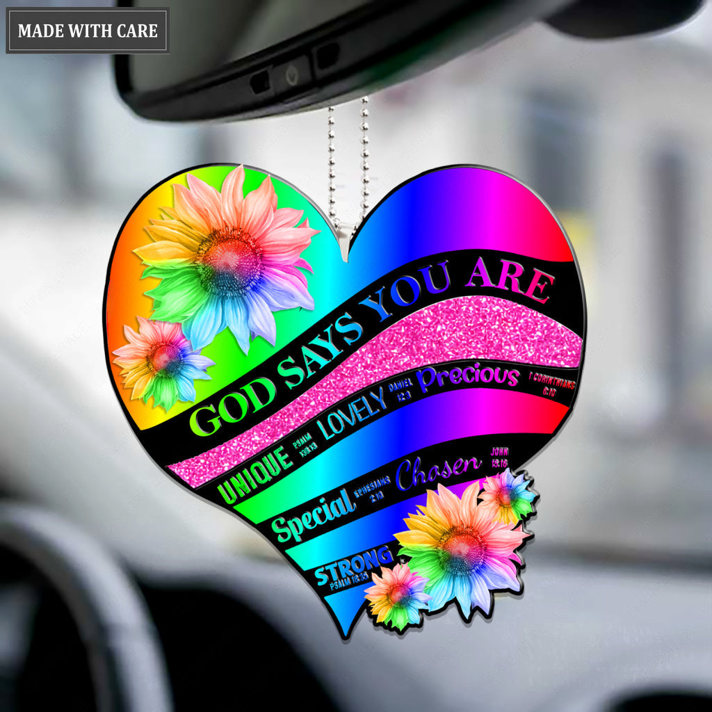 Rainbow Heart God Says You Are Ornament