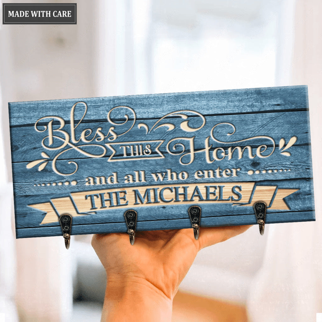 Bless This Home And All Who Enter Personalized Key Hanger