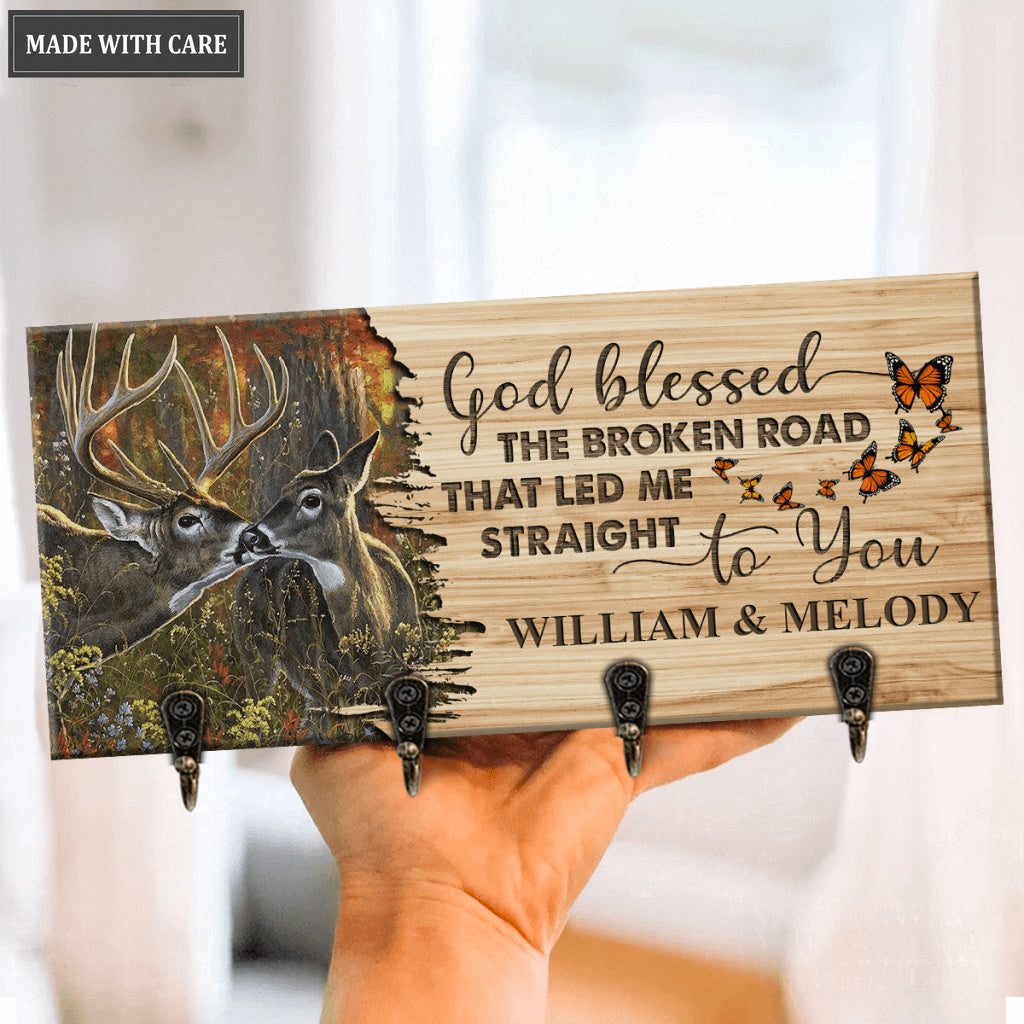 God Blessed The Broken Road Personalized Key Hanger