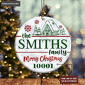Christmas Vintage Wood House Family Name And Zip Code Personalized Ornament