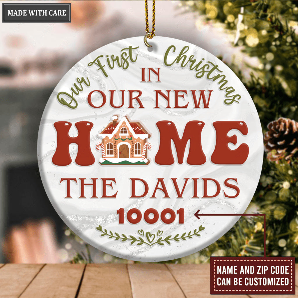 Cookie House First Christmas In New Home Family Name And Zip Code Personalized Ornament