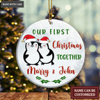 First Christmas Penguin Couple Personalized Ornament