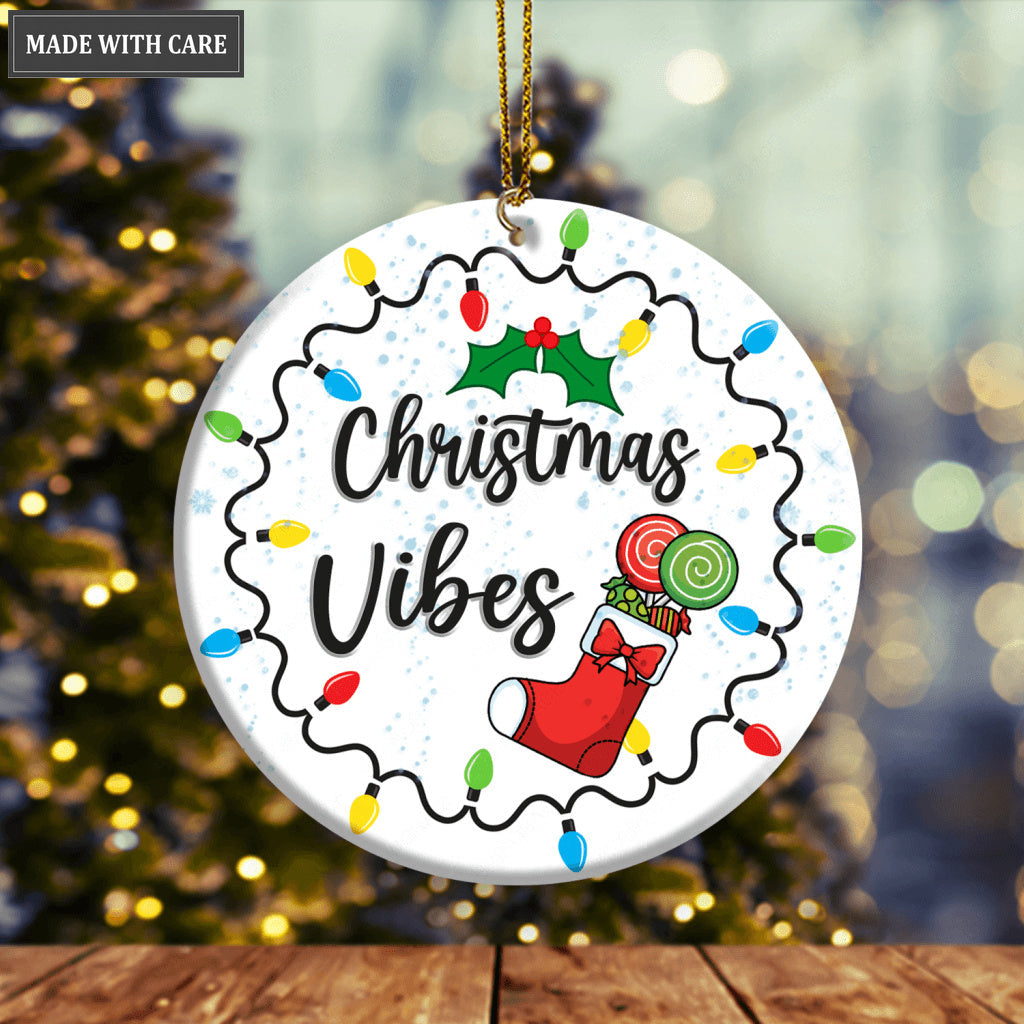 Light Wire And Candy Sock Christmas Vibes Ornament