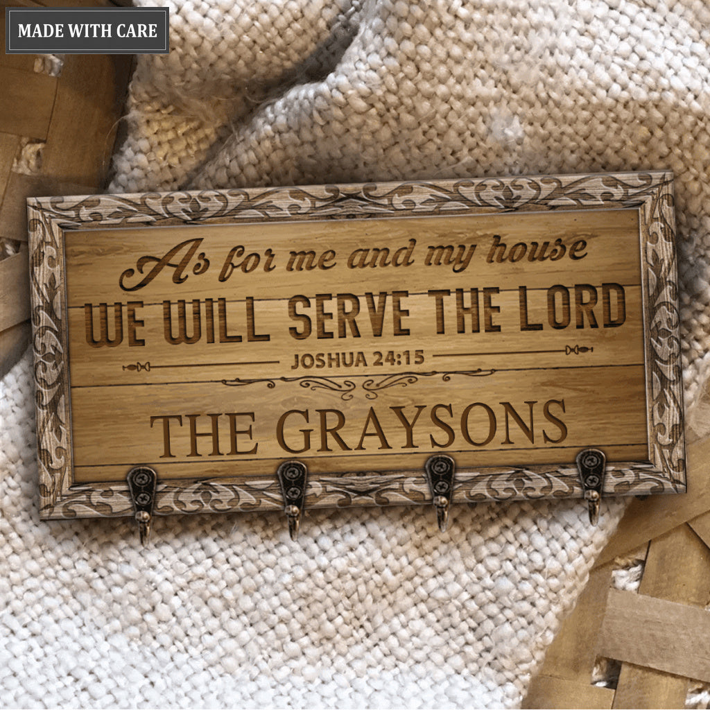 We Will Serve The Lord Personalized Key Hanger
