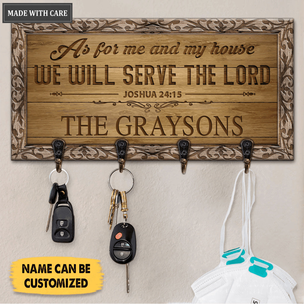 We Will Serve The Lord Personalized Key Hanger