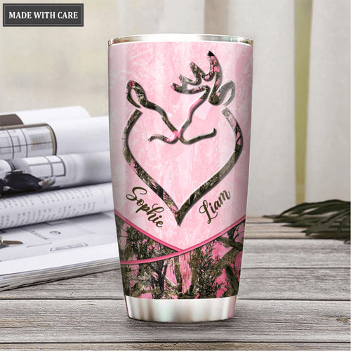 Buck And Doe God Blessed The Broken Road Personalized Tumbler