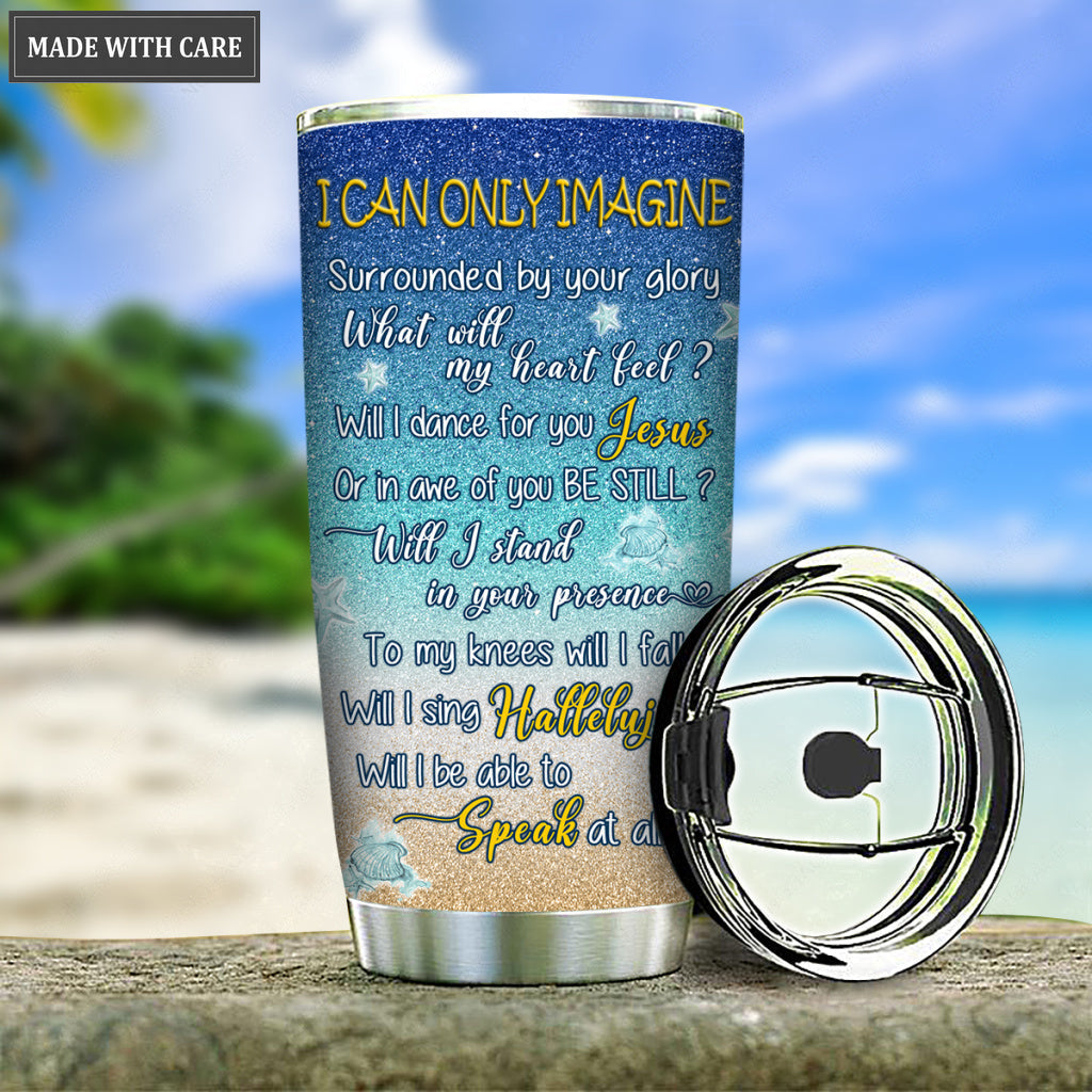 Personalized Glitter Will I Stand In Your Presence Turtle Tumbler