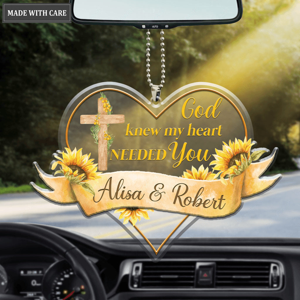 Personalized God Knew My Heart Needed You Ribbon Heart Ornament