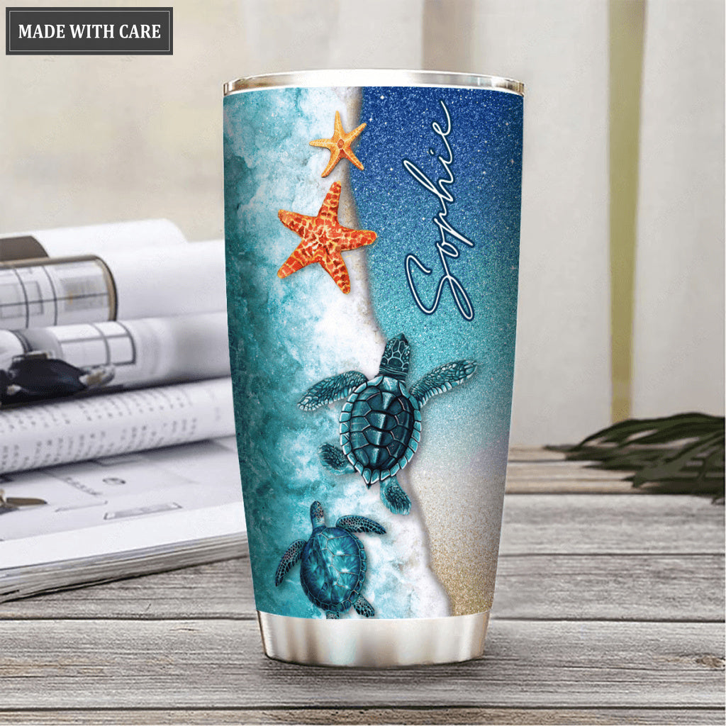 Personalized Glitter Will I Stand In Your Presence Turtle Tumbler