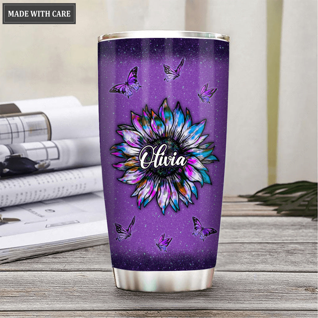 Personalized Sunflower Silhouette Surrounded By The Glory Tumbler