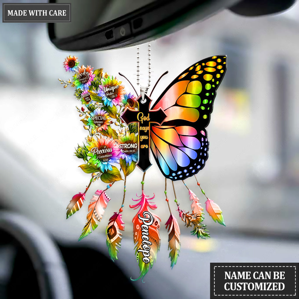 Personalized Rainbow Butterfly God Says You Are Ornament