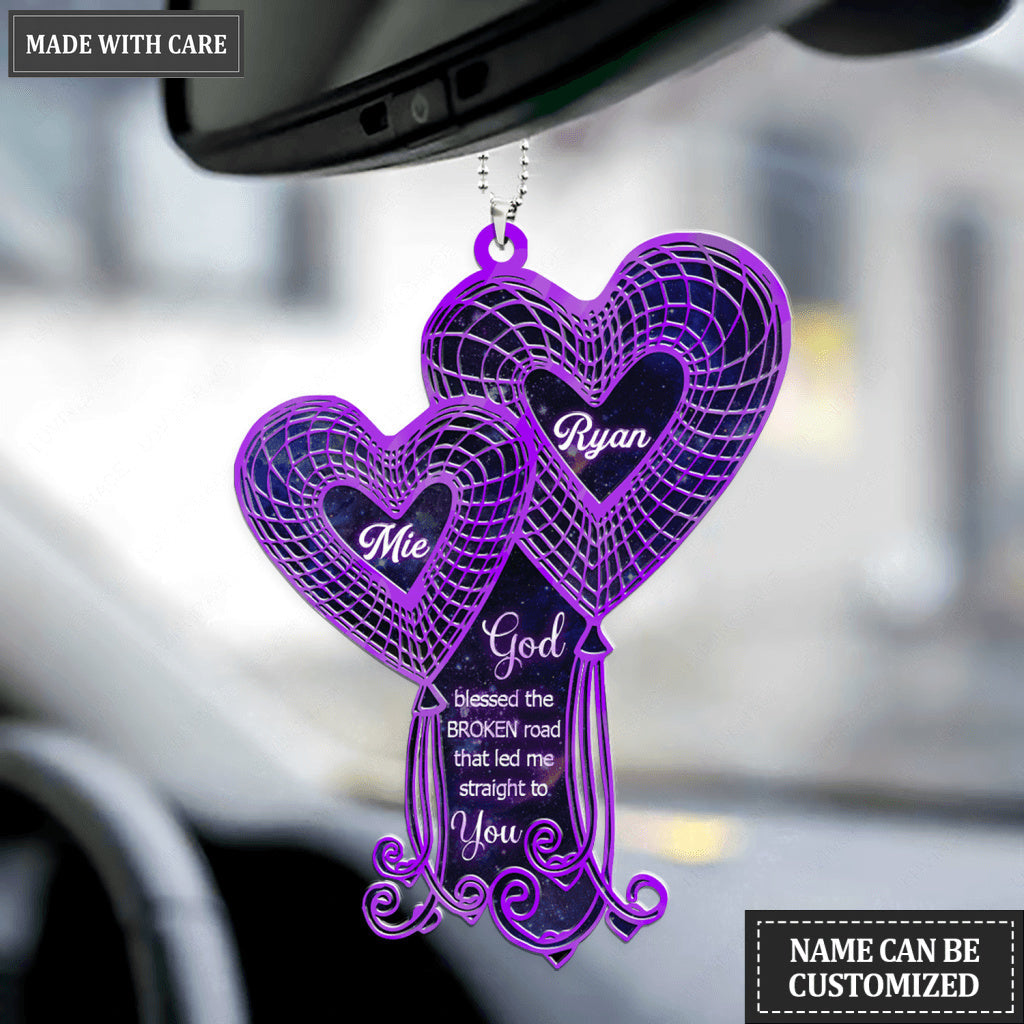 Purple Heart Balloons God Blessed Personalized Ornament