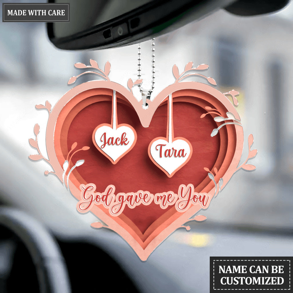 Heart Silhouette God Gave Me You Personalized Ornament