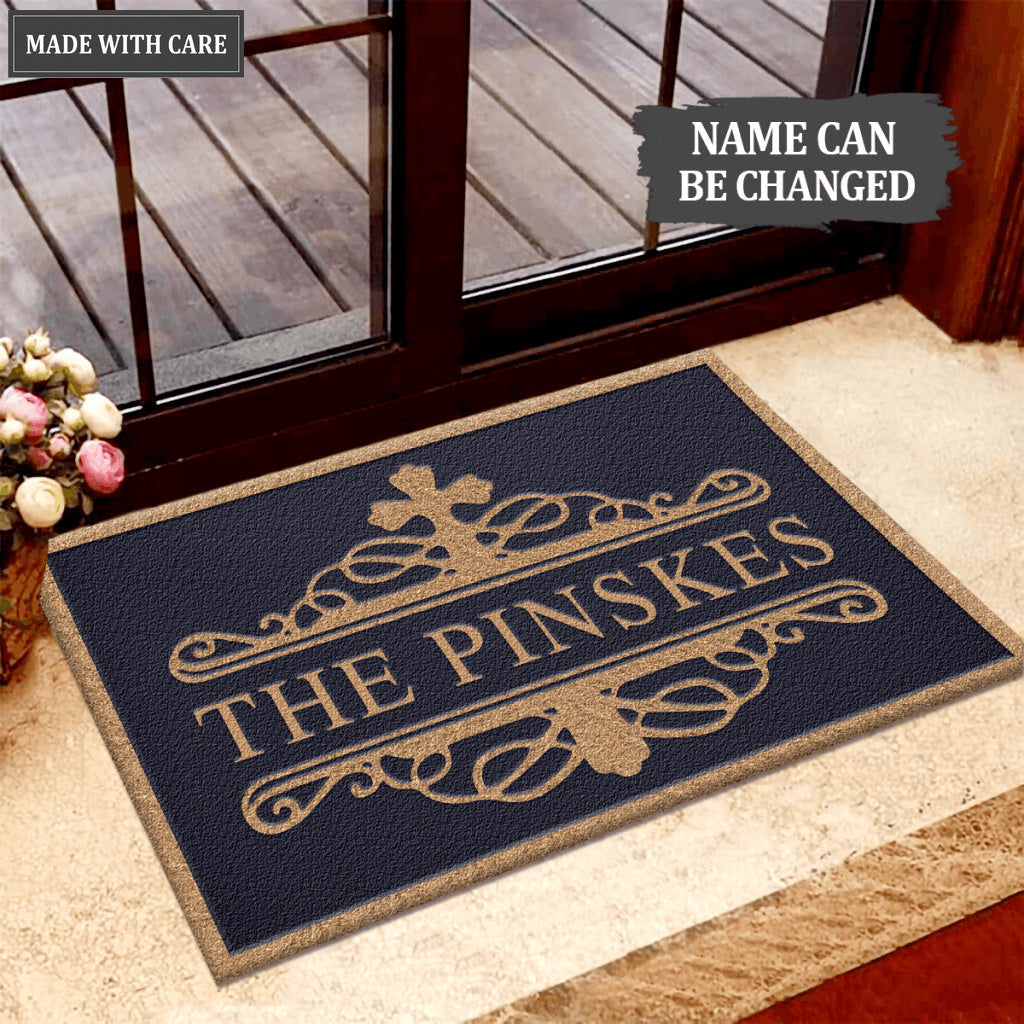 Elegant Cross Personalized Doormat