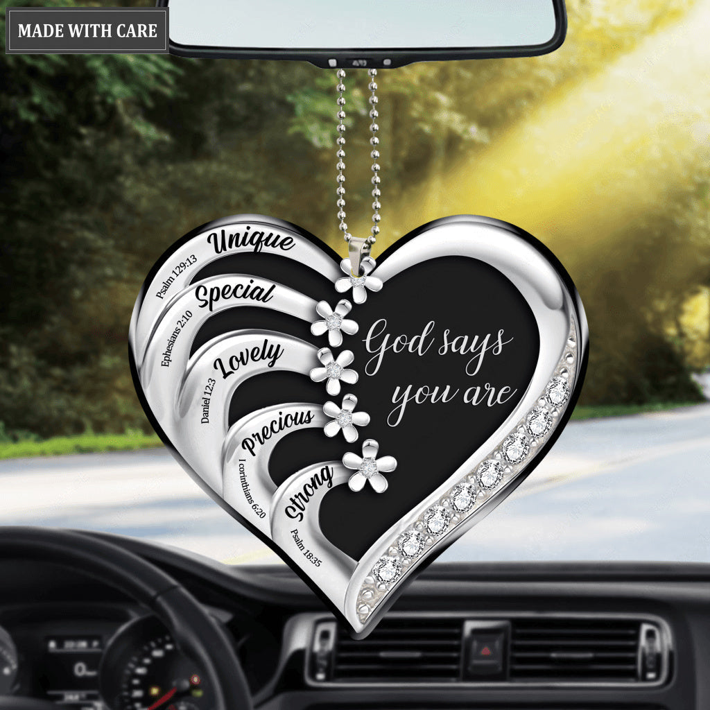 Flowers Heart God Says You Are Lovely Ornament