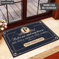 Printfamily M04 Vintage Monogram Collection As For My House Personalized Doormat