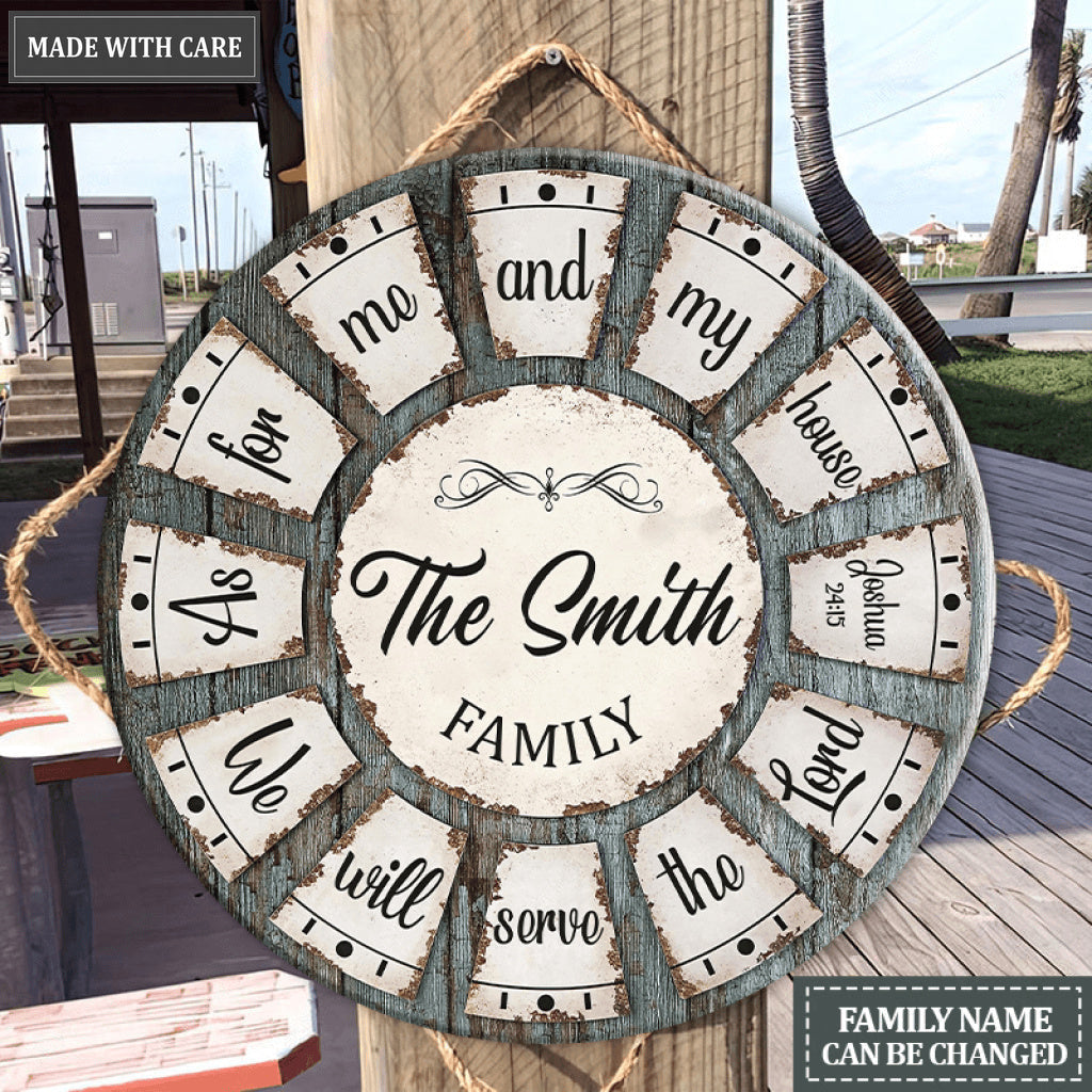 Personalized Serve The Lord Round Rustic Circle Sign