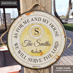 Personalized Vintage Round Serve The Lord Circle Sign