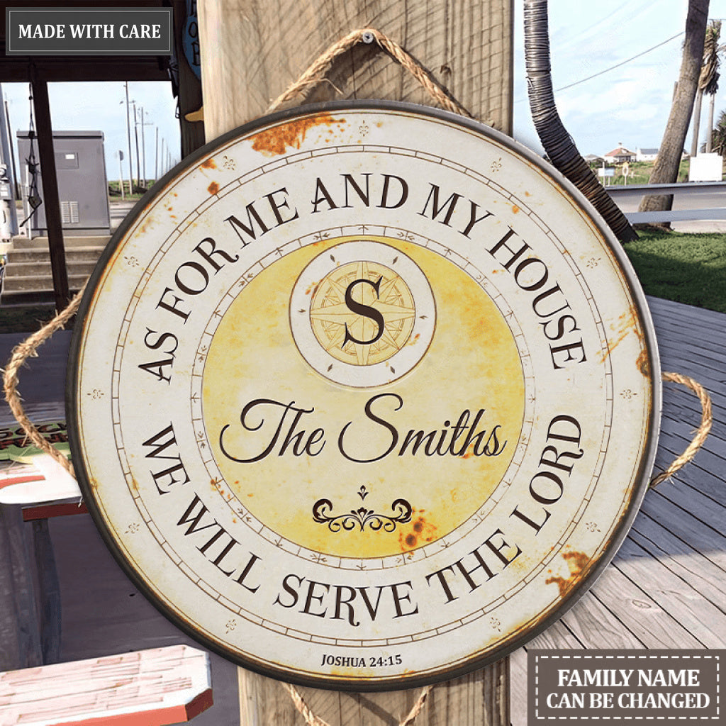 Personalized Vintage Round Serve The Lord Circle Sign