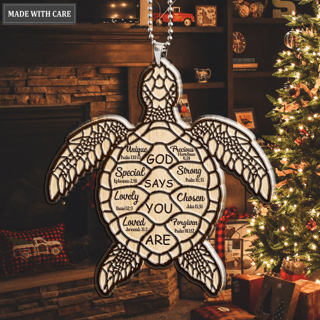 Luvingrace M118 Sea Turtle God Says You Are Wood Engraved Ornament