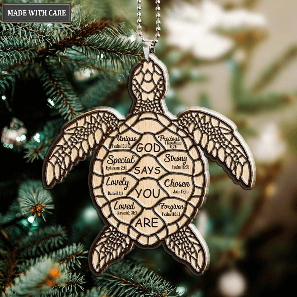 Luvingrace M118 Sea Turtle God Says You Are Wood Engraved Ornament