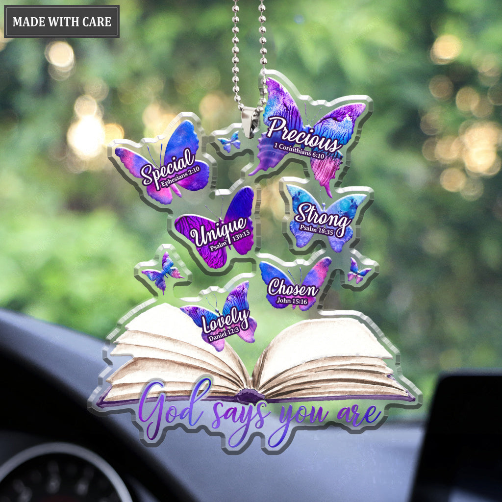 Book And Butterflies God Says You Are Ornament