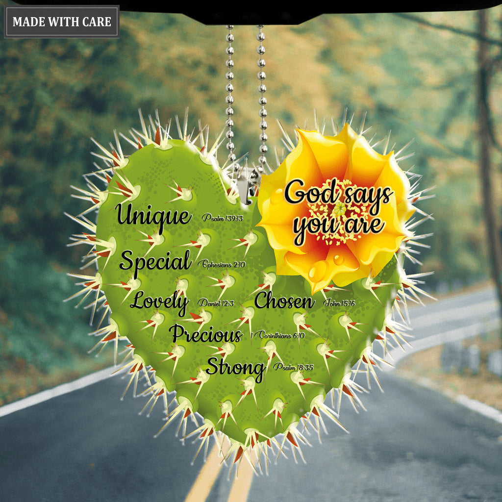 Cactus Flower Heart Shape God Says You Are Ornament