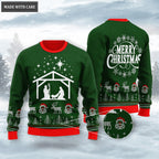 Merry Christmas Santa Reindeer Wool Knitted Pattern Ugly Sweater