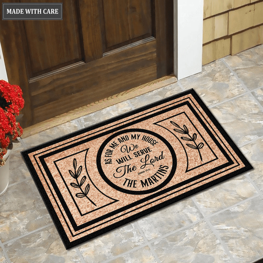 Circle Serve The Lord Personalized Door Mat
