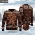 Thanksgiving Brown Turkey Knitted Pattern Ugly Sweater