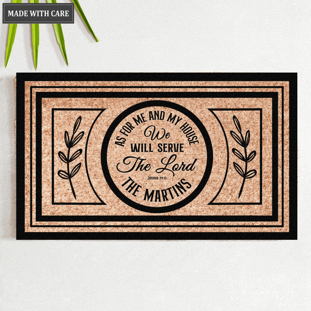 Circle Serve The Lord Personalized Door Mat