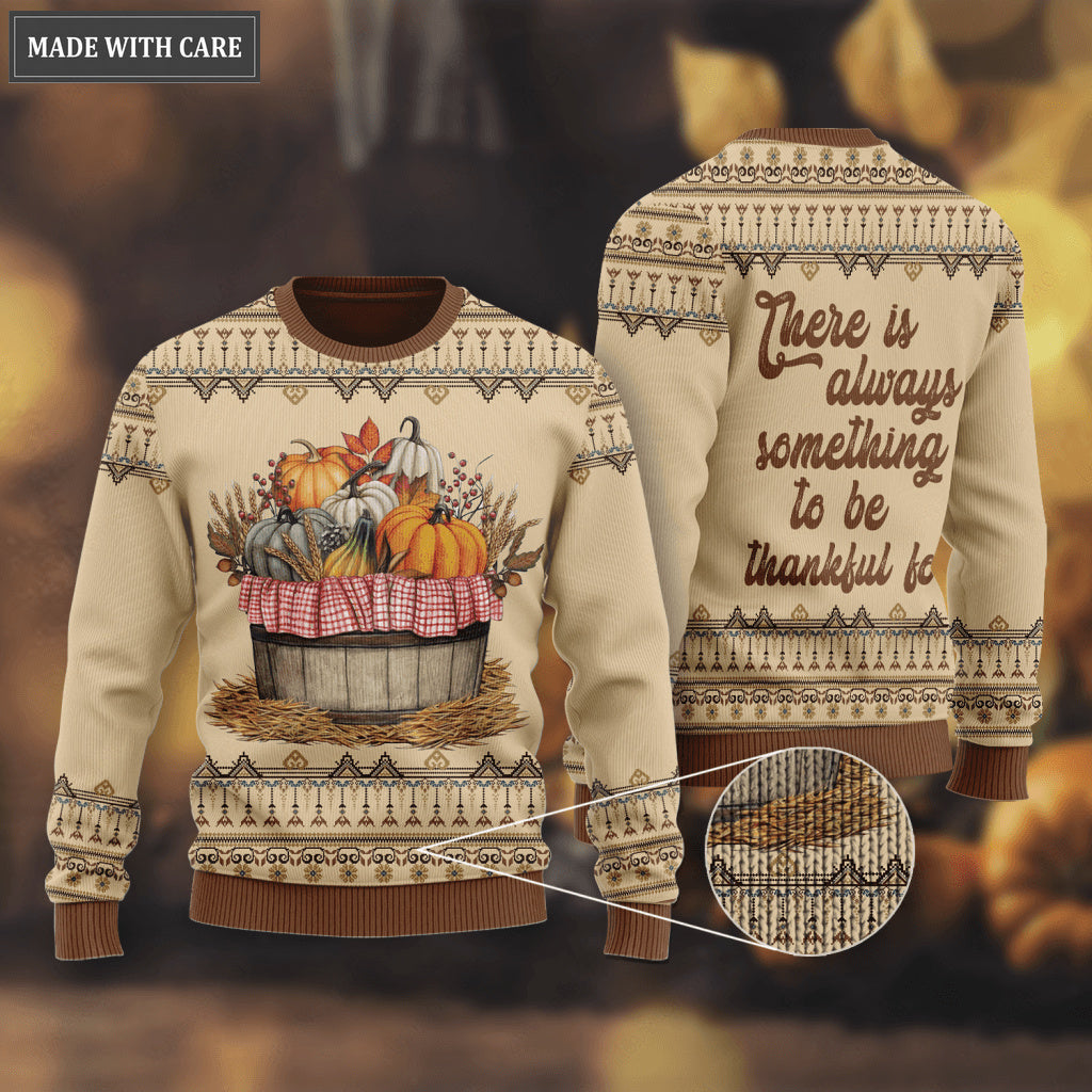 Vintage Happy Thanksgiving Flower Pumpkin Knitted Pattern There Is Always Ugly Sweater