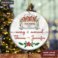 Wedding Flower Car First Christmas Merry And Married Couple Personalized Ornament
