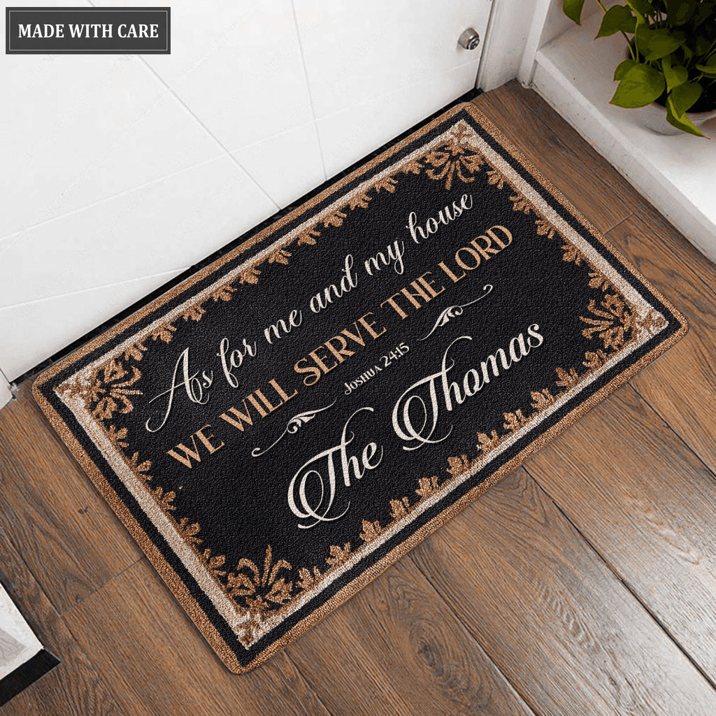 Monogrammed Serve The Lord Door Mat