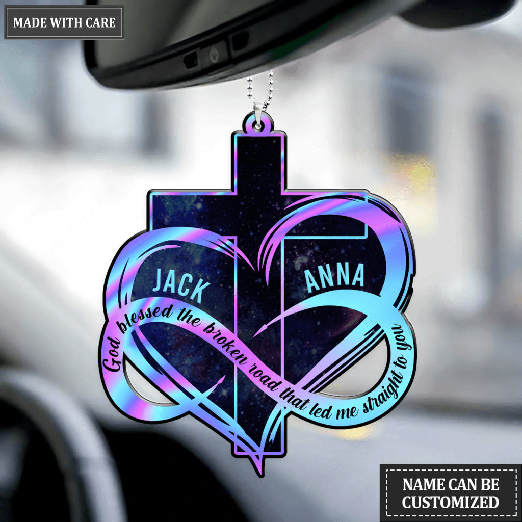 Personalized Couple Infinity Heart God Blessed Ornament