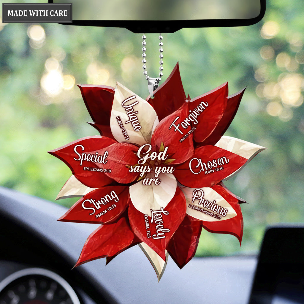 Poinsettia God Says You Are Ornament
